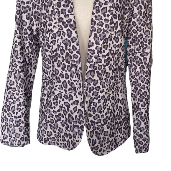 NWOT Rachel Zoe Snow Leopard Linen Blend Blazer - M - Picture 4 of 13